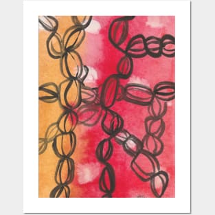 Red and Yellow Abstract Watercolor Painting Posters and Art